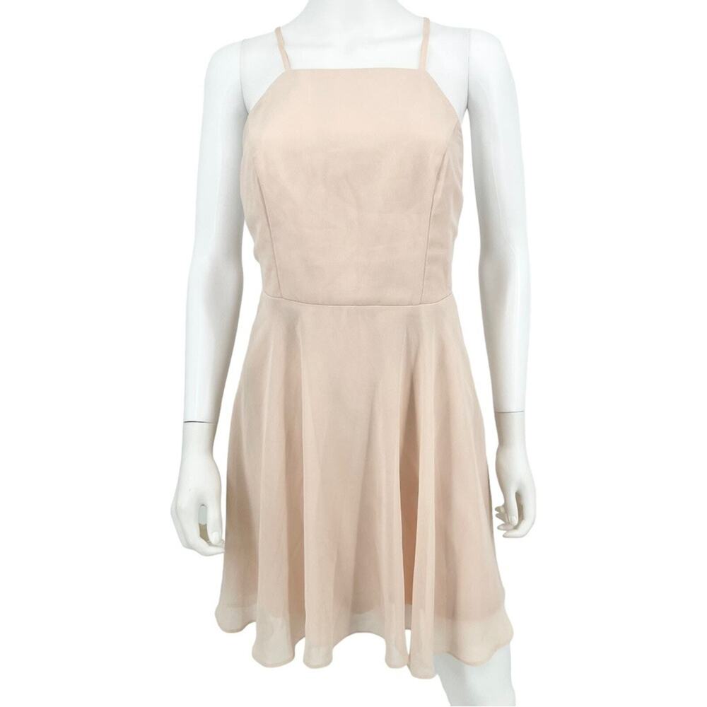 LULUS Dress Women Size Medium Mini Letter Of Love Blush‎ Pink Skater Open Back